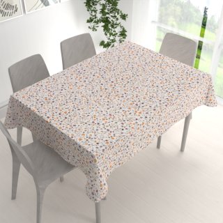 Bavlněný obdélníkový ubrus Sandra SA-720 Oranžovo-hnědo-béžové drobné květiny na smetanovém - detail 1 - Biante.cz