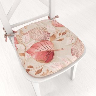 Oblý podsedák Leona LN-172 Růžovo-vínové listy na režném - 39x37x3 cm - Biante.cz