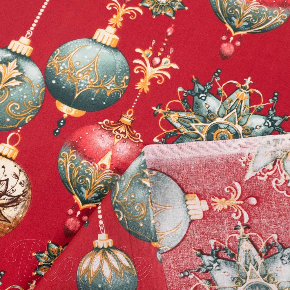 Bavlněná látka/plátno Sandra SA-528 Vánoční baňky na červeném - šířka 160 cm - detail 5 - Biante.cz