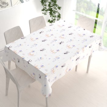 Detský bavlnený obdĺžnikový obrus Sandra SA-374 Pandy líšky a zajačiky s balónikmi - detail 1 - Biante.sk