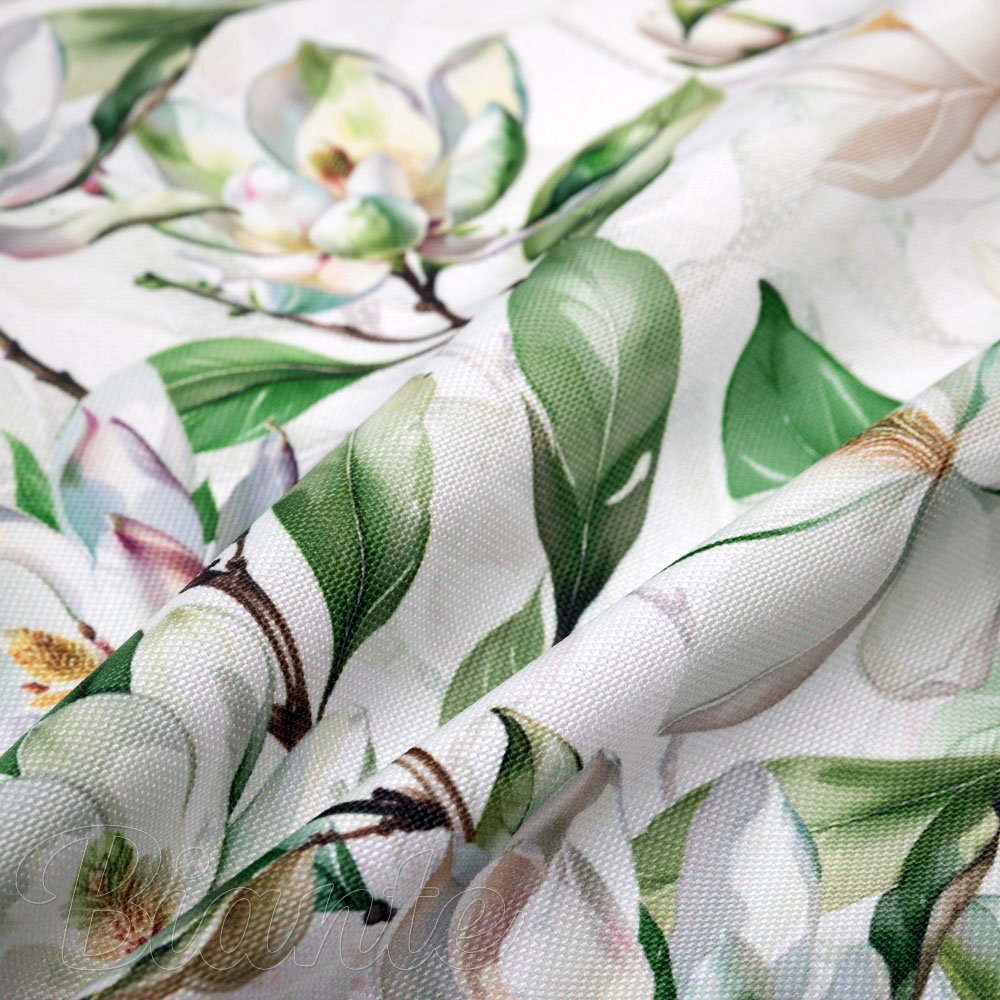 Teflonová látka na ubrusy TF-117 Květy magnolie na bílém - šířka 155 cm - detail 2 - Biante.cz