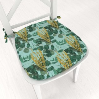 Oblý podsedák PML-088 Eukalypty na mätovom - 39x37x3 cm - Biante.sk