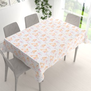 Detský bavlnený obdĺžnikový obrus Sandra SA-694 Veveričky a líšky medzi kvietkami na bielom - detail 1 - Biante.sk Detský bavlnený obdĺžnikový obrus Sandra SA-694 Veveričky a líšky medzi kvietkami na bielom - detail 1 - Biante.sk