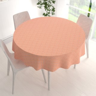 Dekorační kulatý ubrus Rebeka RE-006 Oranžovo-bílá kostka malá - detail 1 - Biante.cz