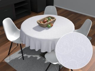 Teflónový okrúhly obrus TF-078 Ornamenty - studená biela - Biante.sk Teflónový okrúhly obrus TF-078 Ornamenty - studená biela - Biante.sk