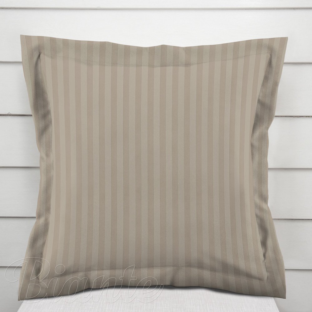 Damašková obliečka na vankúš s lemom Atlas Grádl DM-022 Latte - pásiky 1 cm - Biante.sk