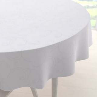 Teflonový kulatý ubrus TF-100 Bílé ornamenty s lístky - Biante.cz