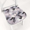 Oblý podsedák PML-034 Biele tulipány na sivom - 39x37x3 cm - Biante.sk