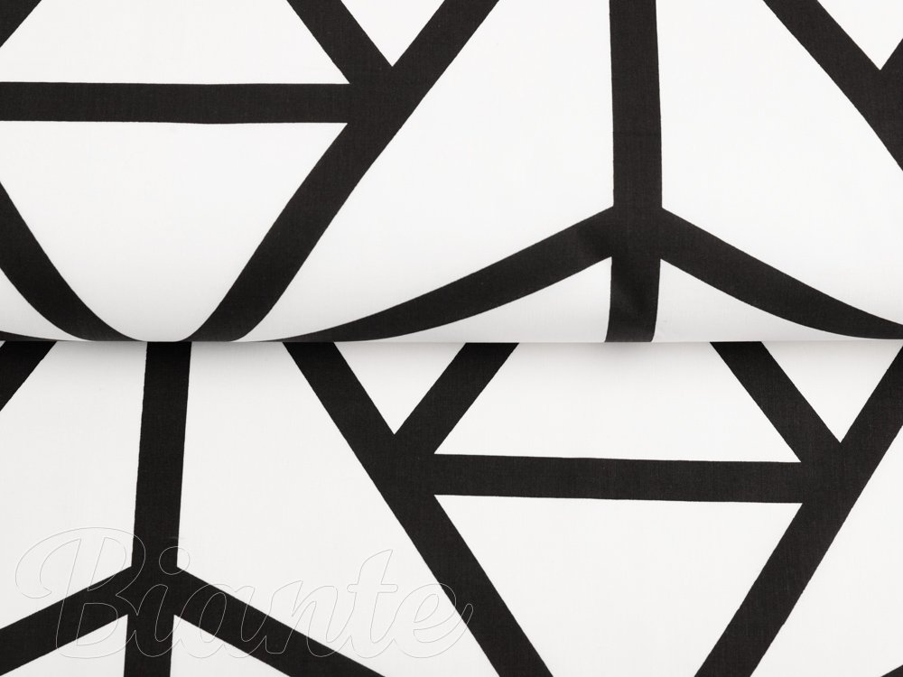 Bavlněná látka/plátno Sandra SA-577 Černé geometrické vzory na bílém - šířka 160 cm - detail 2 - Biante.cz