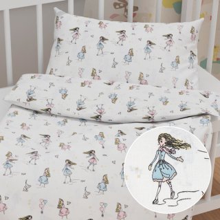 Dětské bavlněné povlečení do postýlky Sandra SA-261 Krasobruslařky na krémovém - Biante.cz