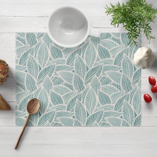 Dekorační prostírání na stůl Leona LN-166 Bílé listy na modrozeleném - Biante.cz Dekorační prostírání na stůl Leona LN-166 Bílé listy na modrozeleném - Biante.cz