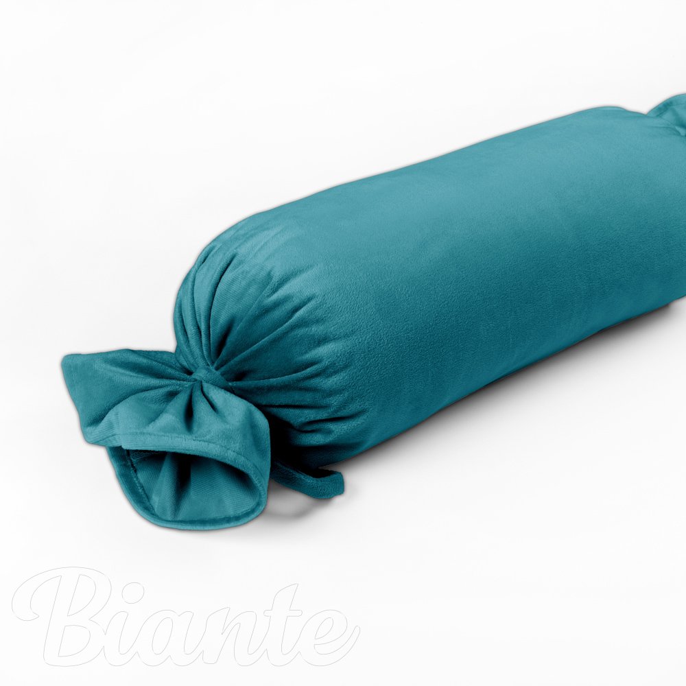 Sametový polštář válec bonbon Velvet Premium SVP-035 Tyrkysově modrý - Biante.cz