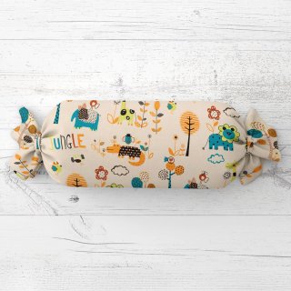 Dětský polštář válec bonbon Sandra SA-008 Tyrkysová a oranžová zvířátka z džungle - Biante.cz Dětský polštář válec bonbon Sandra SA-008 Tyrkysová a oranžová zvířátka z džungle - Biante.cz