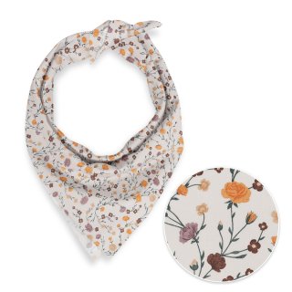 Bavlnená šatka Sandra SA-720 Oranžovo-hnedo-béžové drobné kvietky na smotanovom - Biante.sk