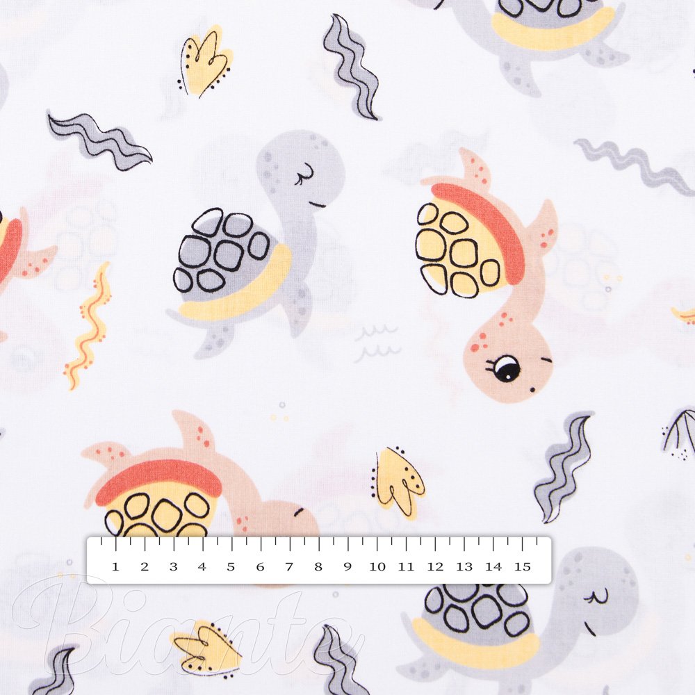 Dětská bavlněná látka/plátno Sandra SA-373 Veselé želvičky na bílém - šířka 160 cm - detail 3 - Biante.cz