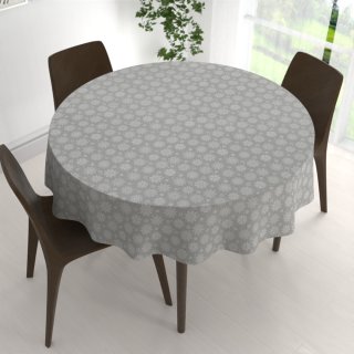 Vianočný dekoračný okrúhly obrus PML-079 Biele vločky na sivom - detail 1 - Biante.sk Vianočný dekoračný okrúhly obrus PML-079 Biele vločky na sivom - detail 1 - Biante.sk