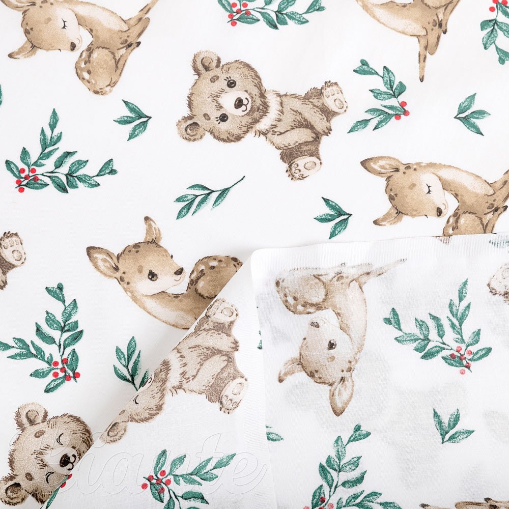 Dětská bavlněná látka/plátno Sandra SA-470 Medvídci a koloušci na bílém - šířka 160 cm - detail 4 - Biante.cz