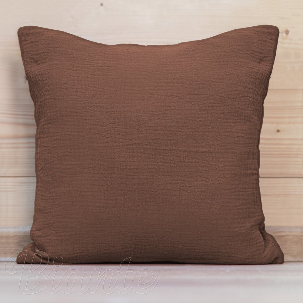 Mušelínový povlak na polštář MSN-075 Hnědý - Biante.cz