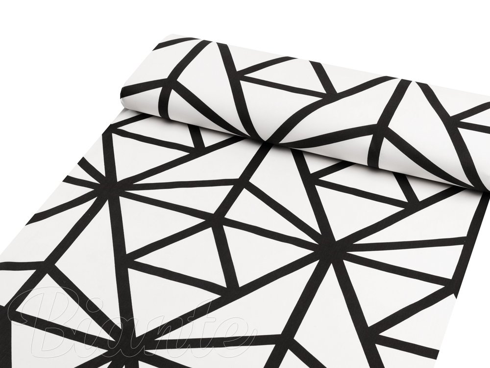 Bavlněná látka/plátno Sandra SA-577 Černé geometrické vzory na bílém - šířka 160 cm - detail 1 - Biante.cz