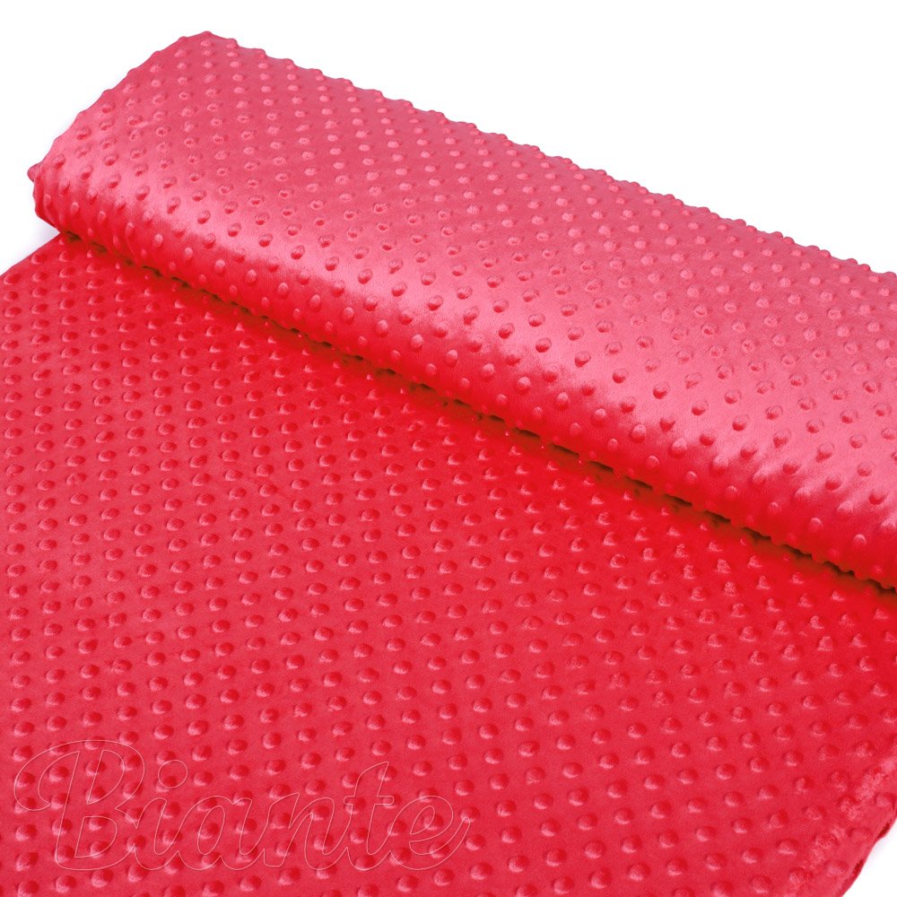 Dětská látka Minky 3D puntíky MKP-019 Jahodová červená - šířka 150 cm - detail 2 - Biante.cz