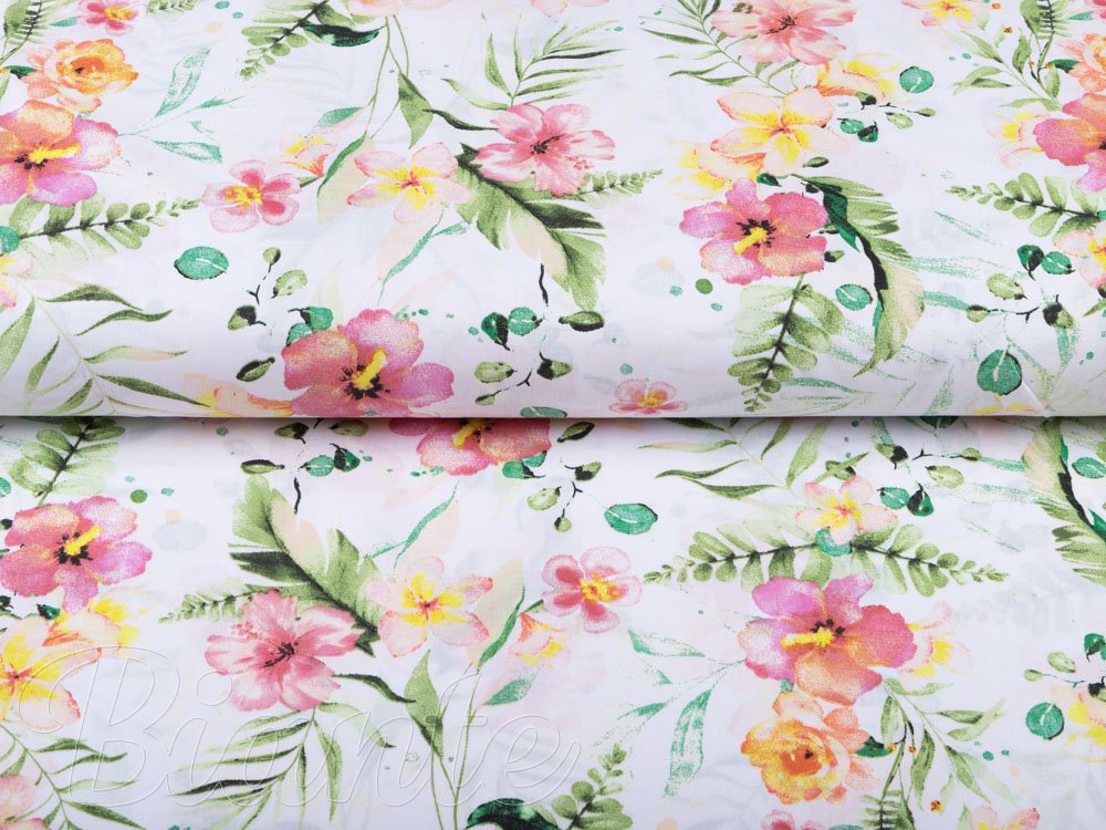 Bavlněná látka/plátno Sandra SA-283 Havajské květy - šířka 160 cm - detail 2 - Biante.cz