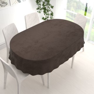 Sametový oválný ubrus Velvet Premium SVP-016 Tmavě hnědý - detail 1 - Biante.cz Sametový oválný ubrus Velvet Premium SVP-016 Tmavě hnědý - detail 1 - Biante.cz