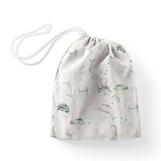 Bavlněný pytlík/sáček na přezůvky Sandra SA-688 Mořský svět zelený na bílém - Biante.cz Bavlněný pytlík/sáček na přezůvky Sandra SA-688 Mořský svět zelený na bílém - Biante.cz