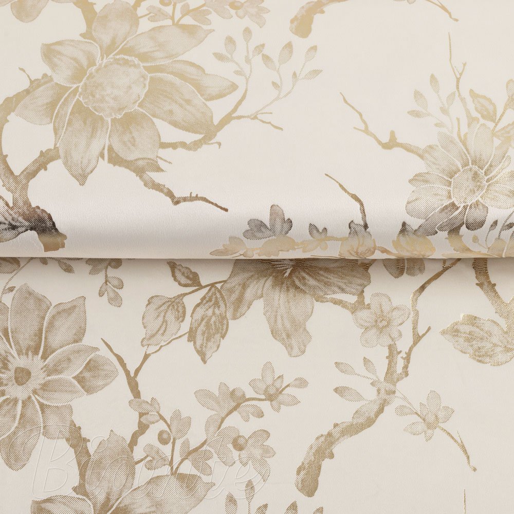 Sametová látka Isabela Flower IBL-023 Zlaté květy na krémovém - šířka 295 cm - detail 3 - Biante.cz