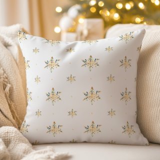 Dekoračná obliečka na vankúš TF-120 Zlato-modro-zelené vianočné vločky na bielom - Biante.sk Dekoračná obliečka na vankúš TF-120 Zlato-modro-zelené vianočné vločky na bielom - Biante.sk