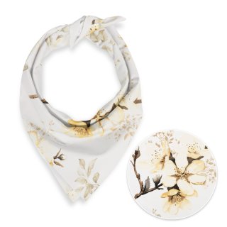 Bavlněný šátek Sandra SA-582 Žluté květy s větvičkami na bílém - Biante.cz