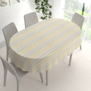 Bavlněný oválný ubrus Sandra SA-734 Pastelově barevné proužky - detail 1 - Biante.cz