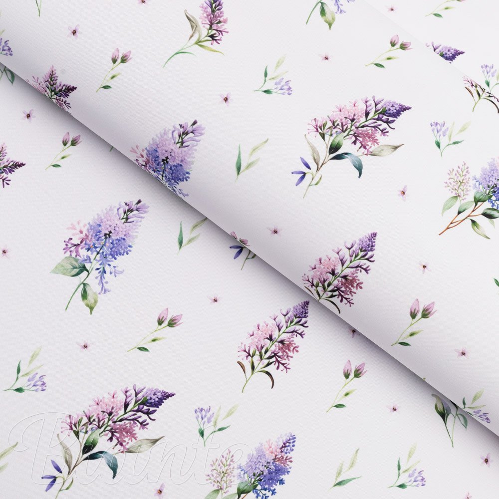 Teflonová látka na ubrusy TF-105 Šeříky na bílém - šířka 155 cm - Biante.cz