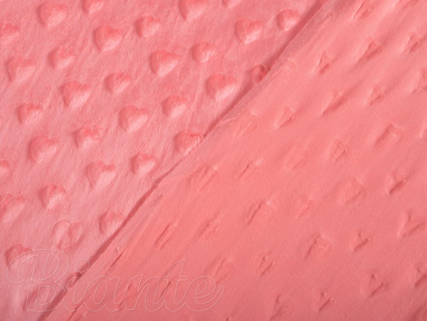 Dětská látka Minky 3D srdíčka MKS-008 Světle korálová - šířka 150 cm - detail 3 - Biante.cz