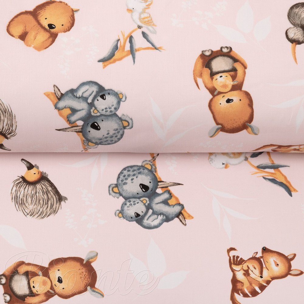 Detská bavlnená látka/plátno Sandra SA-533 Austrálske zvieratká na ružovom - šírka 160 cm - detail 2 - Biante.sk
