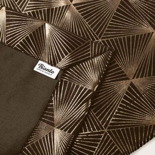 Sametový přehoz/běhoun na postel Isabela IBL-012 Rose Gold trojúhelníky na hnědém - detail 1 - Biante.cz