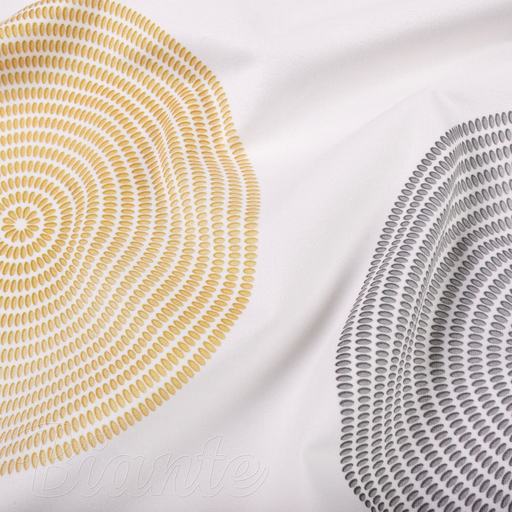 Sametová látka Tamara TMR-023 Žluté a šedé designové kruhy na smetanovém - šířka 150 cm - detail 7 - Biante.cz