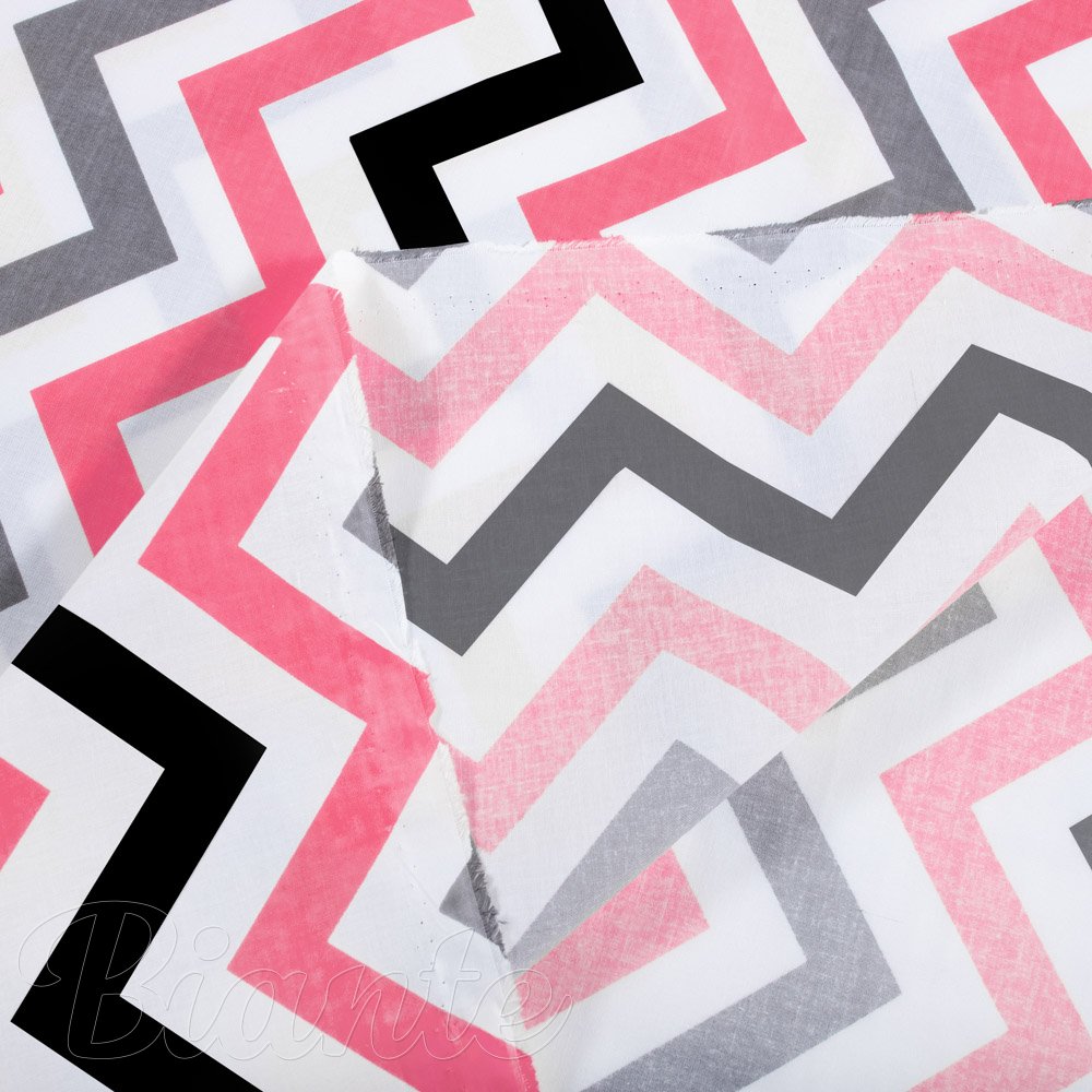 Bavlněná látka/plátno Sandra SA-377 Růžovo-šedo-černé cik-cak proužky - šířka 160 cm - detail 3 - Biante.cz