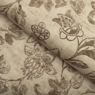 Zamatová látka Tamara TMR-056 Hnedé zámocké kvety na svetlo hnedom - šírka 150 cm - Biante.sk