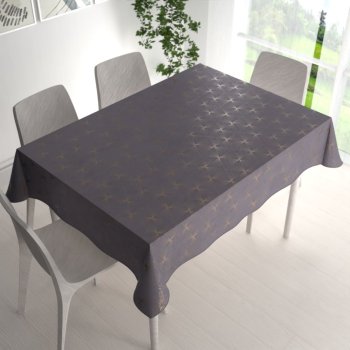 Sametový obdélníkový ubrus Isabela IBL-003 Rose Gold trojúhelníky na šedém - detail 1 - Biante.cz