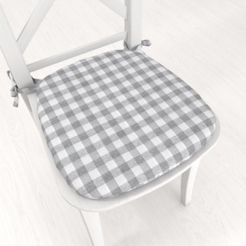Oblý podsedák Rebeka RE-019 Sivo-biela kocka stredná - 39x37x3 cm - Biante.sk Oblý podsedák Rebeka RE-019 Sivo-biela kocka stredná - 39x37x3 cm - Biante.sk