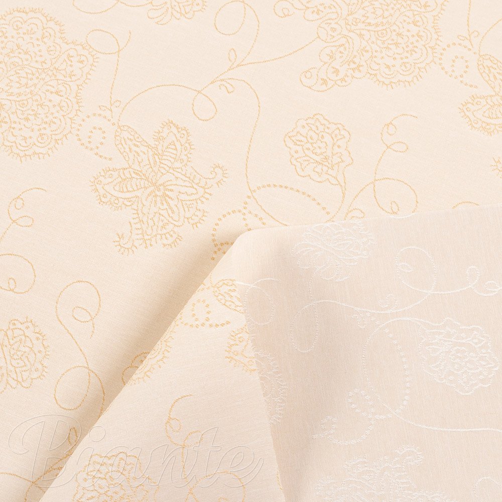 Teflónová látka na obrusy TF-099 Zlaté kvetované ornamenty na béžovom - šírka 180 cm - detail 6 - Biante.sk