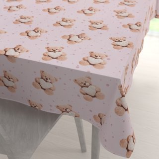 Dětský bavlněný obdélníkový ubrus Sandra SA-723 Medvídci se srdíčky na fialkovém - Biante.cz