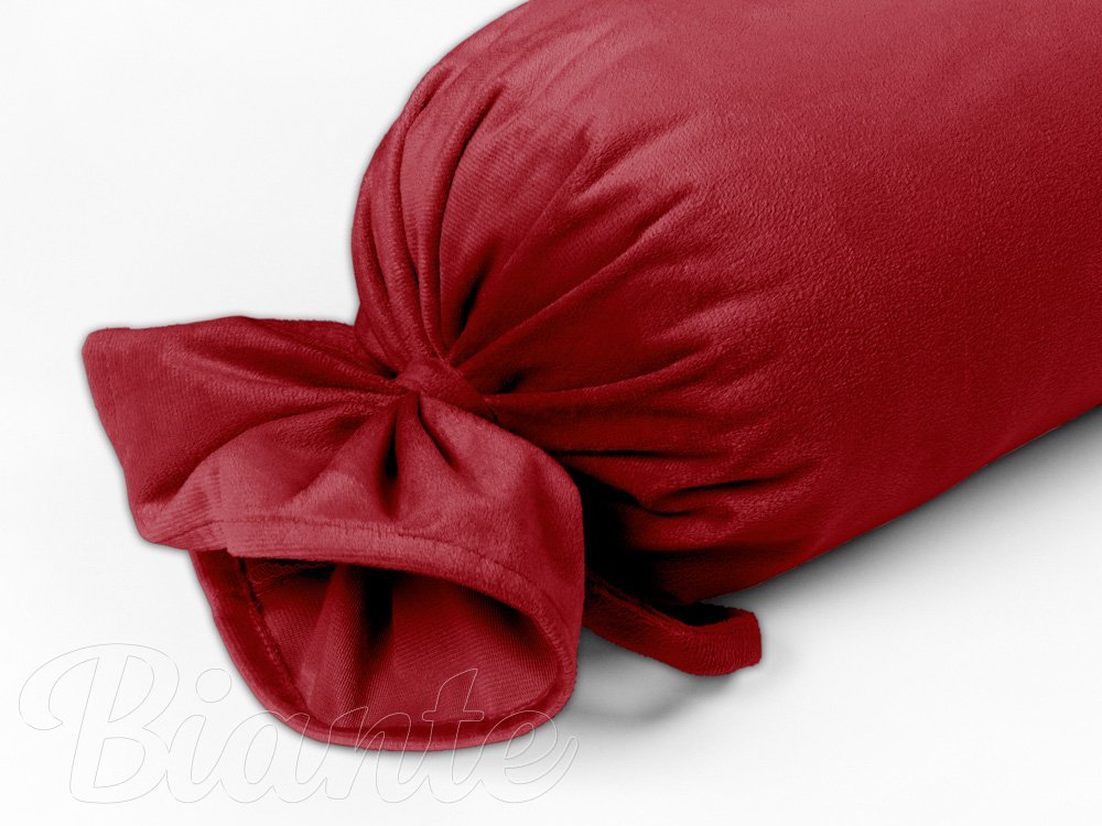 Sametový polštář válec bonbon Velvet Premium SVP-038 Sytě červený - detail 1 - Biante.cz