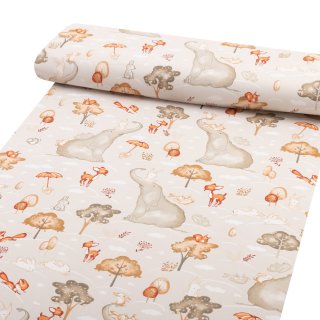 Dětská bavlněná látka/plátno Sandra SA-692 Slon a jeho kamarádi na světle šedobéžovém - šířka 160 cm - detail 1 - Biante.cz Dětská bavlněná látka/plátno Sandra SA-692 Slon a jeho kamarádi na světle šedobéžovém - šířka 160 cm - detail 1 - Biante.cz