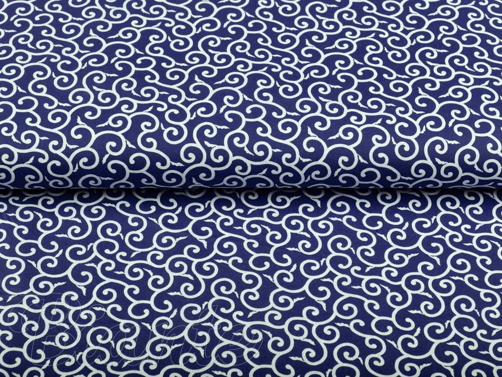Bavlněná látka/plátno Sandra SA-257 Ornamenty na tmavě modrém - šířka 140 cm - detail 4 - Biante.cz