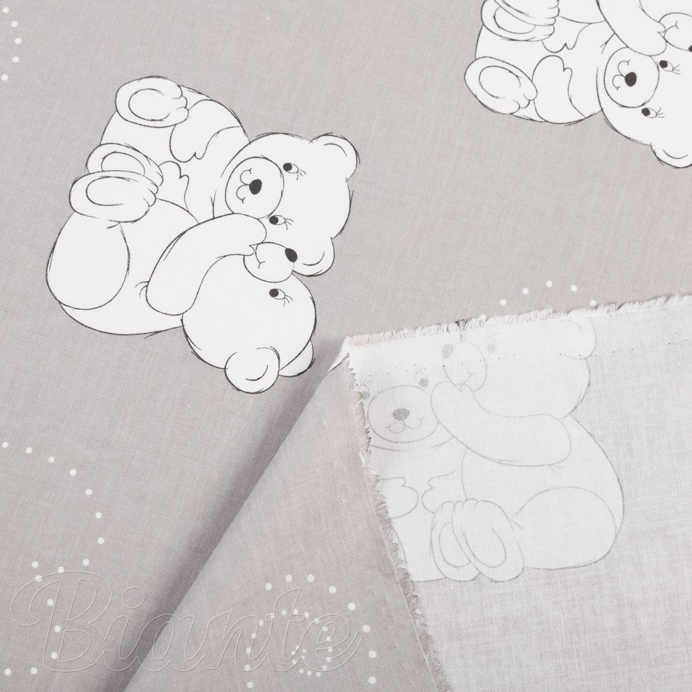 Dětská bavlněná látka/plátno Sandra SA-733 Zamilovaní lední medvědi na světle šedém - šířka 160 cm - detail 4 - Biante.cz