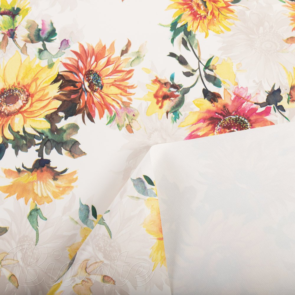 PVC obrus Maľované slnečnice na bielom PV-196 - metráž š. 140 cm - detail 3 - Biante.sk
