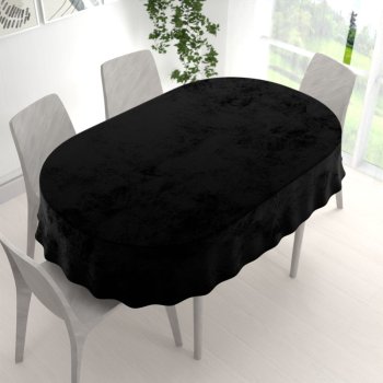 Velký sametový oválný ubrus Velvet Premium SVP-041 Černý - detail 1 - Biante.cz