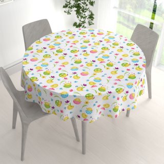 Bavlnený okrúhly obrus Sandra SA-074 Žlté kuriatka - detail 1 - Biante.sk