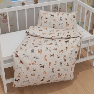 Detské bavlnené posteľné obliečky do postieľky Sandra SA-620 Psí kamaráti na krémovom - detail 1 - Biante.sk Detské bavlnené posteľné obliečky do postieľky Sandra SA-620 Psí kamaráti na krémovom - detail 1 - Biante.sk
